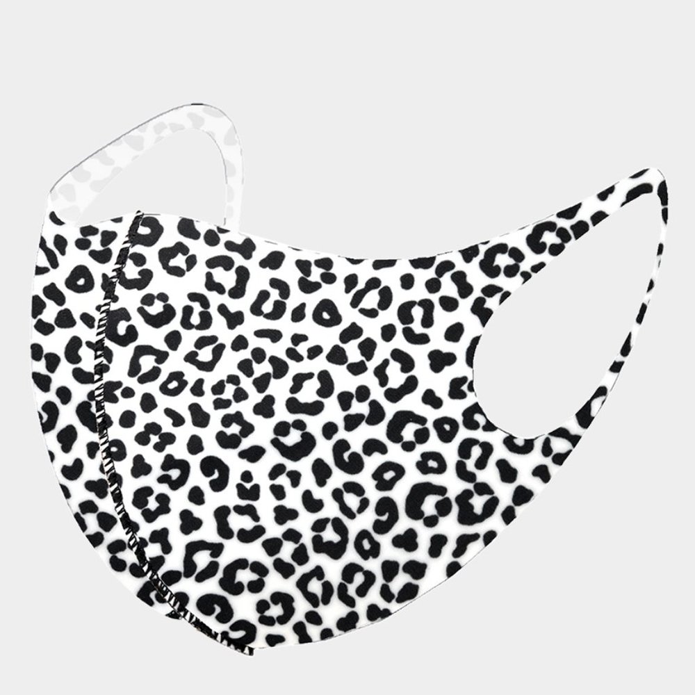 White & Black Leopard Print Mask